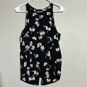 Gap Women's Floral‎ Sleeveless Blouse Top Black Size Small Casual
